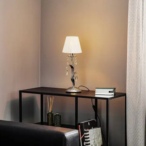 Lampy na nočný stolík ONLI Stolná lampa Jacqueline, jedno-plameňová, biela