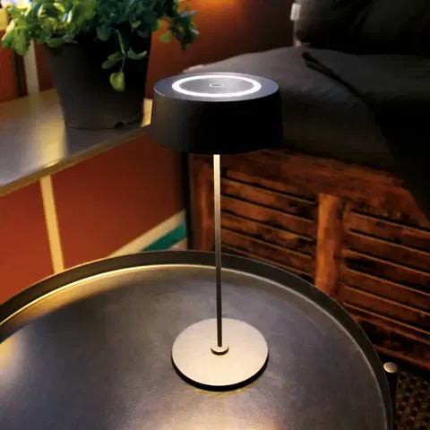 Vonkajšie osvetlenie terasy Eco-Light LED lampa Cocktail, na batérie stmievateľná čierna