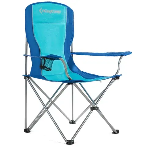 Záhradné stoličky a kreslá Campingová skladacia stolička KING CAMP s opierkami oceľová - modrá