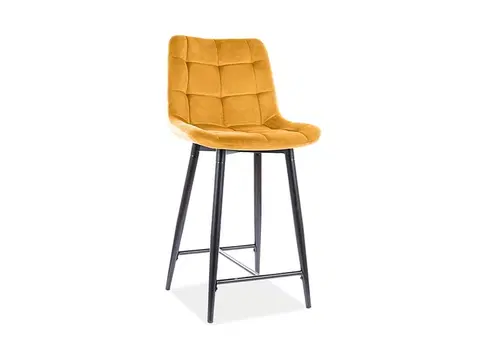 Barové stoličky Signal Polovičná barová stolička CHIC H-2 VELVET čierny rám / curry BLUVEL 68