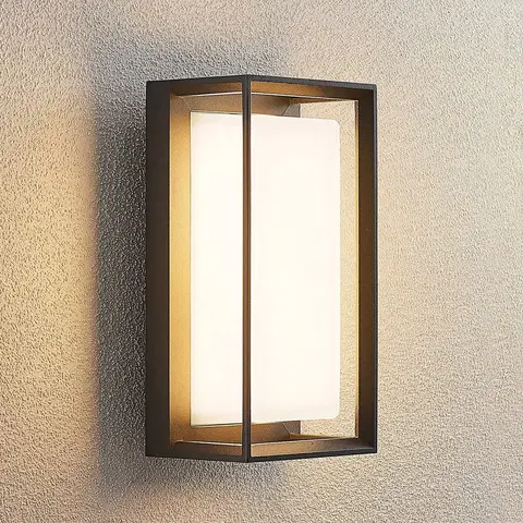 Vonkajšie nástenné svietidlá Lucande Lucande Ronida vonkajšie nástenné LED, hranaté