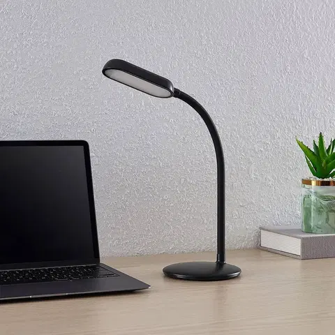 Stolové lampy na písací stôl PRIOS Prios LED dobíjacia stolová lampa Opira, čierna, USB, dotykový stmievač