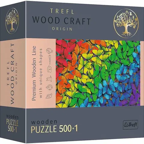 Hračky puzzle TREFL - Drevené puzzle 501 - Dúhové motýle