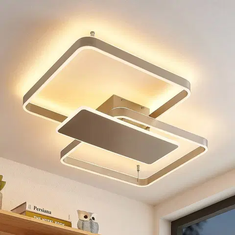 Stropné svietidlá Lucande Lucande Kadira stropné LED svetlo, 80 cm, nikel