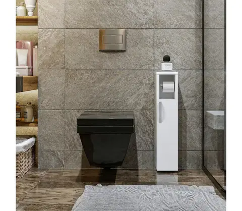 Kúpeľňové skrinky  Skrinka s držiakom toaletného papiera STAR 65x15 cm biela 