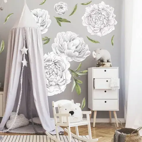 Nálepky na stenu Samolepiace tapety kvetov - Pivonie biele