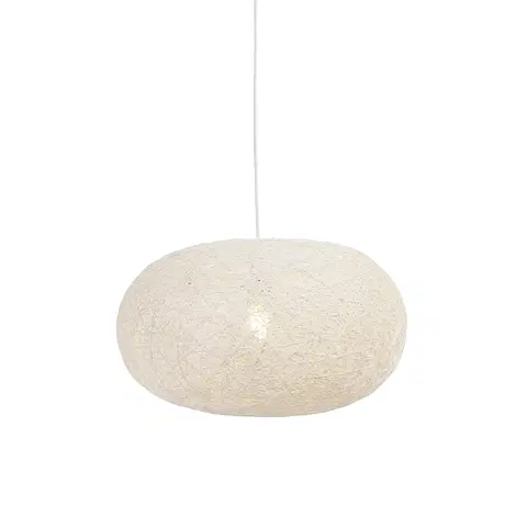 Zavesne lampy Vidiecka závesná lampa biela 50 cm - Corda Flat