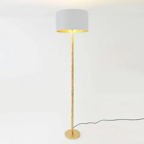 Stojacie lampy Holländer Stojacia lampa Cancelliere Rotonda hodváb biela/zlatá