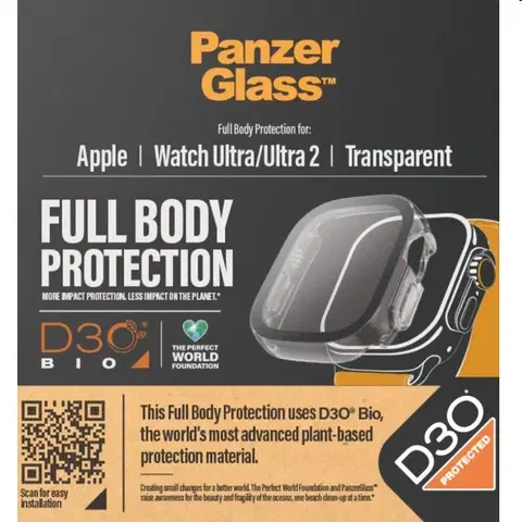 Príslušenstvo k wearables Tvrdené sklo Full Body D3O PanzerGlass pre Apple Watch Ultra/Ultra 2, clear