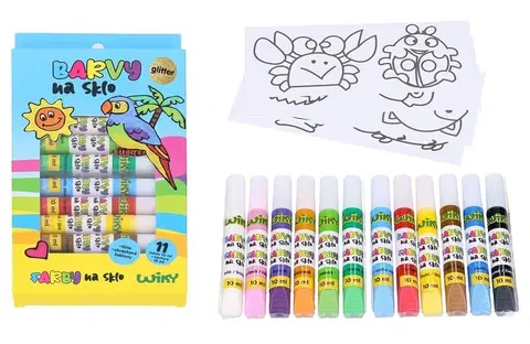 Kreatívne a výtvarné hračky WIKY - Farby na sklo glitrové 11+1 10ml