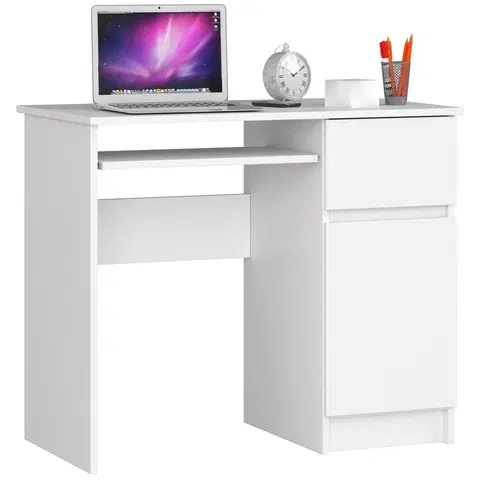 Písacie stoly Dizajnový písací stôl PIXEL90P, biely