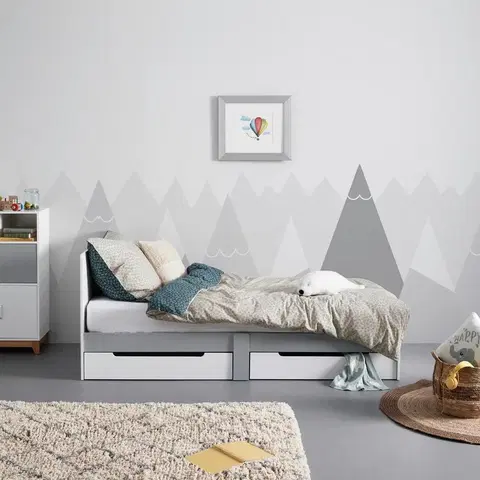 Klasické detské postele Posteľ pre deti a mládež Danny Biela/sivá