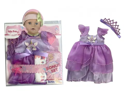 Hračky bábiky MAC TOYS - Fialové šaty s korunkou pre bábiku 40 - 43 cm