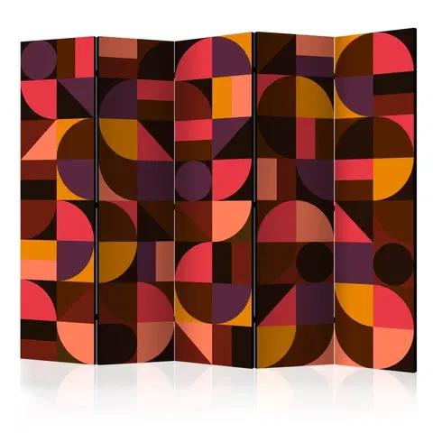 Paravány Paraván Geometric Mosaic (Red) Dekorhome 225x172 cm (5-dielny)