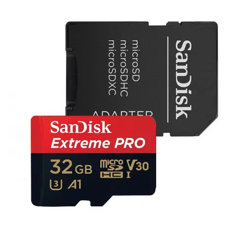 Pamäťové karty SanDisk Micro SDHC Extreme PRO 32GB + SD adaptér, UHS-I U3, Class 10 - rýchlosť 100/90 MB/s (SDSQXCG-032G-GN6MA)