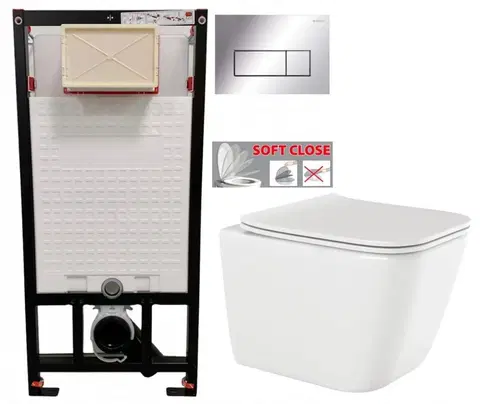 Záchody DEANTE Podstavný rám, pre závesné WC misy + SLIM tlačidlo chrom + WC INVENA PAROS  + SEDADLO CST_WC01 051P RO1