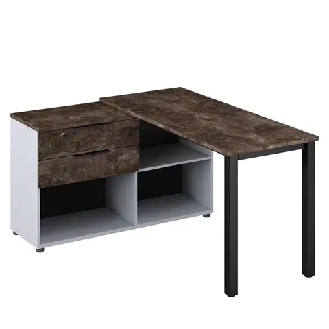 Písacie stoly Rohový PC stôl, sivá/betón tmavý, KLAUDIUS TYP 8