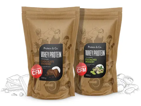 Proteíny Protein&Co. CFM WHEY PROTEIN 80 1 kg + 1 kg AKCIA Zvoľ príchuť: Chocobanana symphony, PRÍCHUŤ: Chocolate brownie