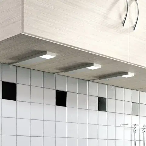 Osvetlenie kuchynskej linky Lindby Lindby Amaryll podhľadové LED sada 3 ks strieborná