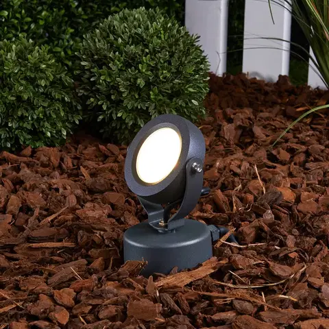 LED reflektory a svietidlá s bodcom do zeme Lucande Vonkajšie LED svietidlo Gavin grafitovo sivé 1x7 W