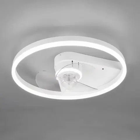 Stropné ventilátory so svetlom Reality Leuchten Stropný ventilátor Borgholm diódy LED, CCT, biela