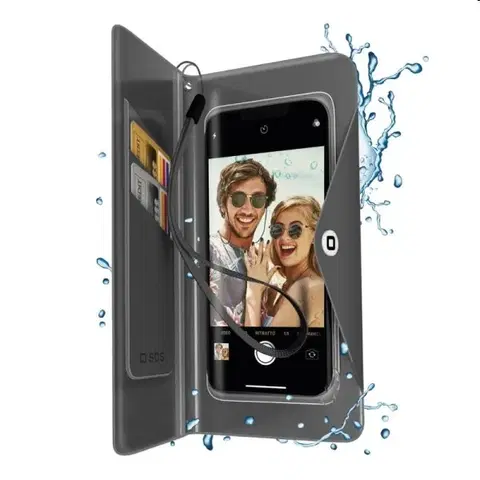 Puzdrá na mobilné telefóny SBS Splash-resistant transparent universal case 6,8'', black - OPENBOX (Rozbalený tovar s plnou zárukou) TEWATERWALK