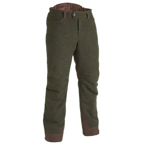 mikiny Poľovnícke hrejivé vlnené nohavice 900 nehlučné zelené
