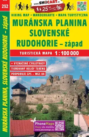 Turistika, skaly Muránska planina, Slovenské rudohorie - západ 1:100 000 TM 232
