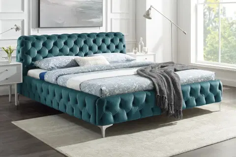 Postele LuxD Dizajnová posteľ Rococo 180 x 200 cm modrý zamat