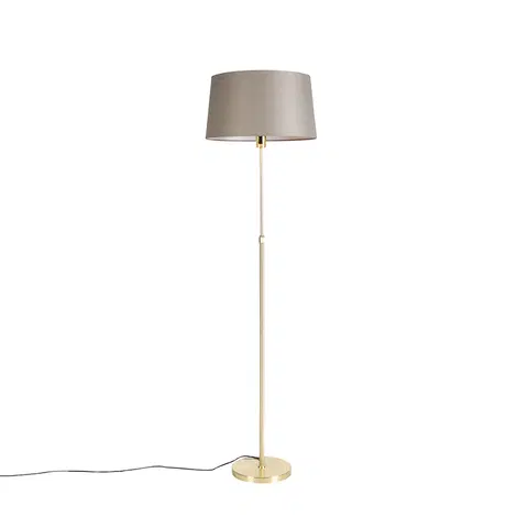 Stojace lampy Stojatá lampa bronzová s pláteným tienidlom taupe nastaviteľná 45 cm - Parte