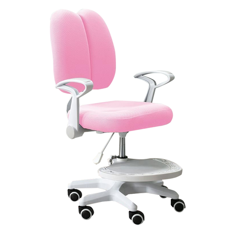 Kancelárske stoličky KONDELA Anais detská stolička s podnožkou a trakmi ružová / biela