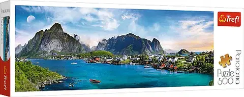 Hračky puzzle TREFL - Panoramatické puzzle 500  - Súostrovie Lofoty, Nórsko