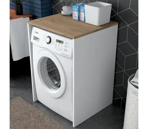 Kúpeľňové skrinky  Skrinka na práčku RANI 65x91,8 cm biela/hnedá 
