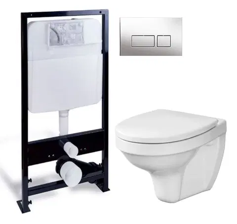 Kúpeľňa PRIM - předstěnový instalační systém s chromovým tlačítkem 20/0041 + WC CERSANIT DELFI + SEDADLO PRIM_20/0026 41 DE1