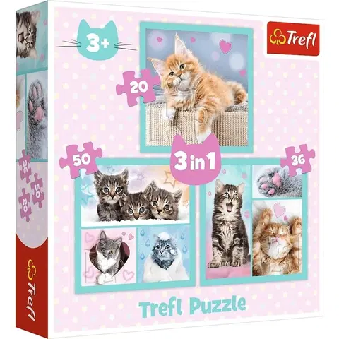 Hračky puzzle TREFL - Puzzle 3v1 - Milé domáce zvieratká / Trefl