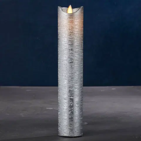 LED sviečky Sirius LED sviečka Sara Exclusive, strieborná, Ø 5cm, výška 25cm