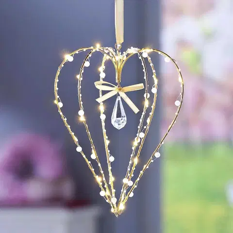 Drobné dekorácie a doplnky LED závesná dekorácia Zlaté srdce