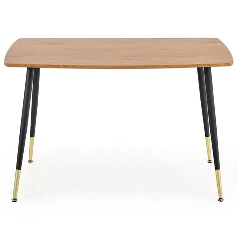 Stoly v podkrovnom štýle Stôl Tripolis 120x70 Mdf/Oceľ – Dub Zlatá/Čierna/Zlatá