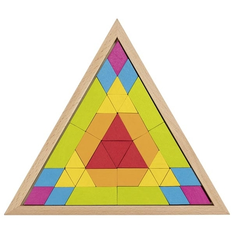 Drevené stavebnice a kocky Goki Drevené mozaikové puzzle Trojuholník