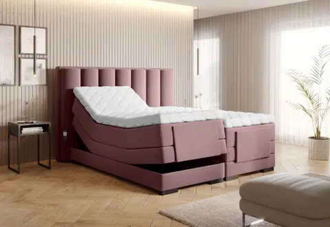 Boxspring Elektrická polohovacia boxspringová posteľ VERONA Eltap Velvetmat 24 - ružová
