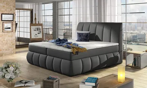 Postele NABBI Vareso 160 čalúnená manželská posteľ s úložným priestorom sivá (Soft 29)