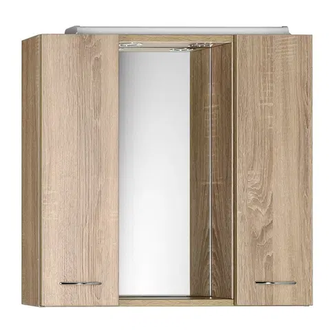 Kúpeľňový nábytok AQUALINE - ZOJA/KERAMIA FRESH galérka s LED osvetlením, 70x60x14cm, dub platin 45029