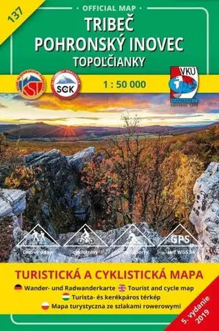 Turistika, skaly Tribeč, Pohronský Inovec, Topoľčianky - TM 137, 1: 50 000