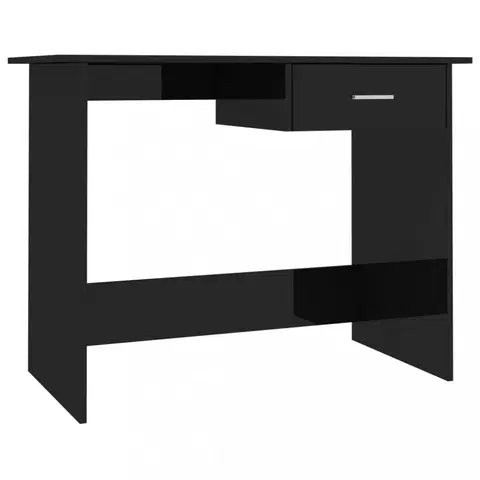 Pracovné stoly Písací stôl so zásuvkou 100x50 cm Dekorhome Čierna lesk