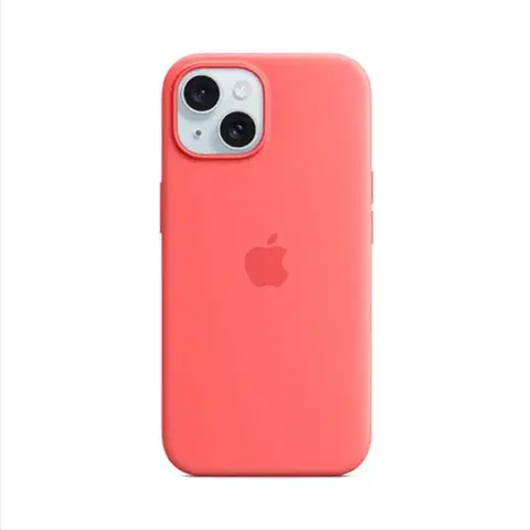 Puzdrá na mobilné telefóny Silikónový zadný kryt pre Apple iPhone 15 s MagSafe, svetlo melónová MT0V3ZMA