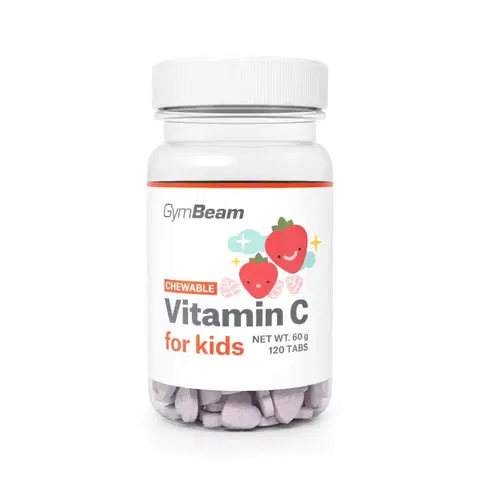 Vitamín C GymBeam Vitamín C, tablety na cmúľanie pre deti jahoda