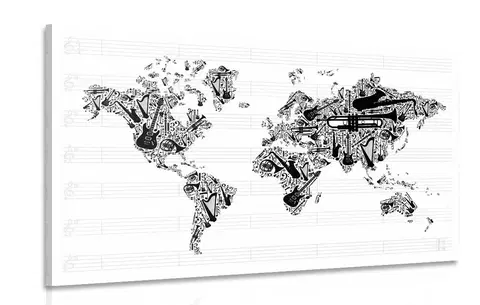 Obrazy mapy Obraz hudobná mapa sveta v inverznej podobe