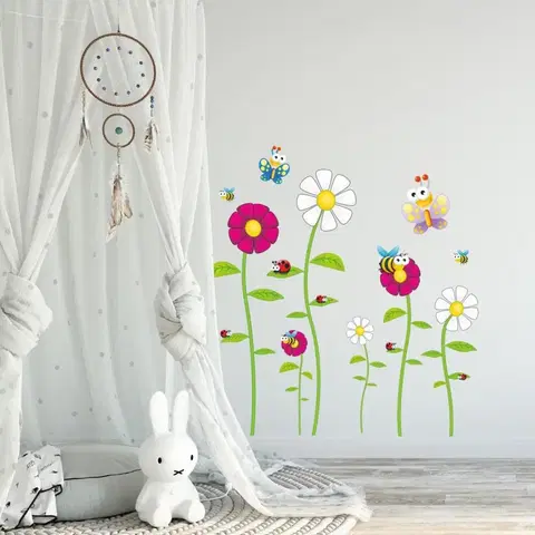 Nálepky na stenu Nálepka na stenu - Včely, Motýle, Lienka a Kvety
