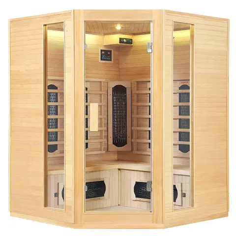 Bývanie a doplnky Juskys Infračervená sauna/tepelná kabína Nyborg E150K s keramikou, panelovým radiátorom a drevom Hemlock