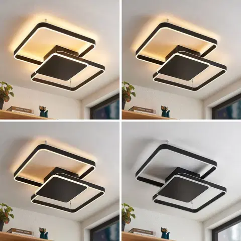Stropné svietidlá Lucande Lucande Kadira stropné LED svetlo, 70 cm, čierna